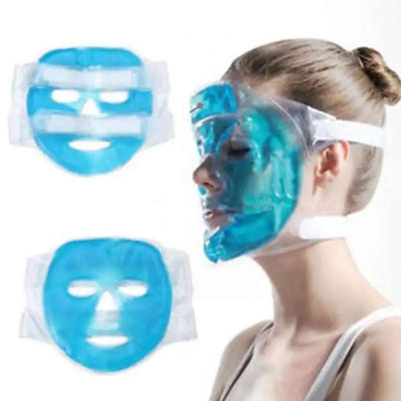 CryoSkin Mask - Máscara facial de gel frio compressa de gelo azul, hidratante com relaxamento, almofada facial