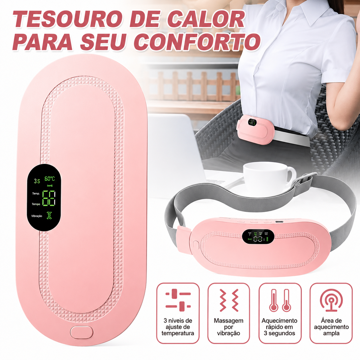 Bolsa Anti-Cólica - Massageador compressa térmica período menstrual