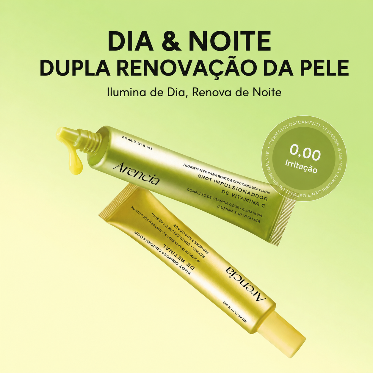 Creme Vitamina C Efeito Glow 4 em 1- Clareia, ilumina, reduz marcas e revitaliza a região dos olhos.