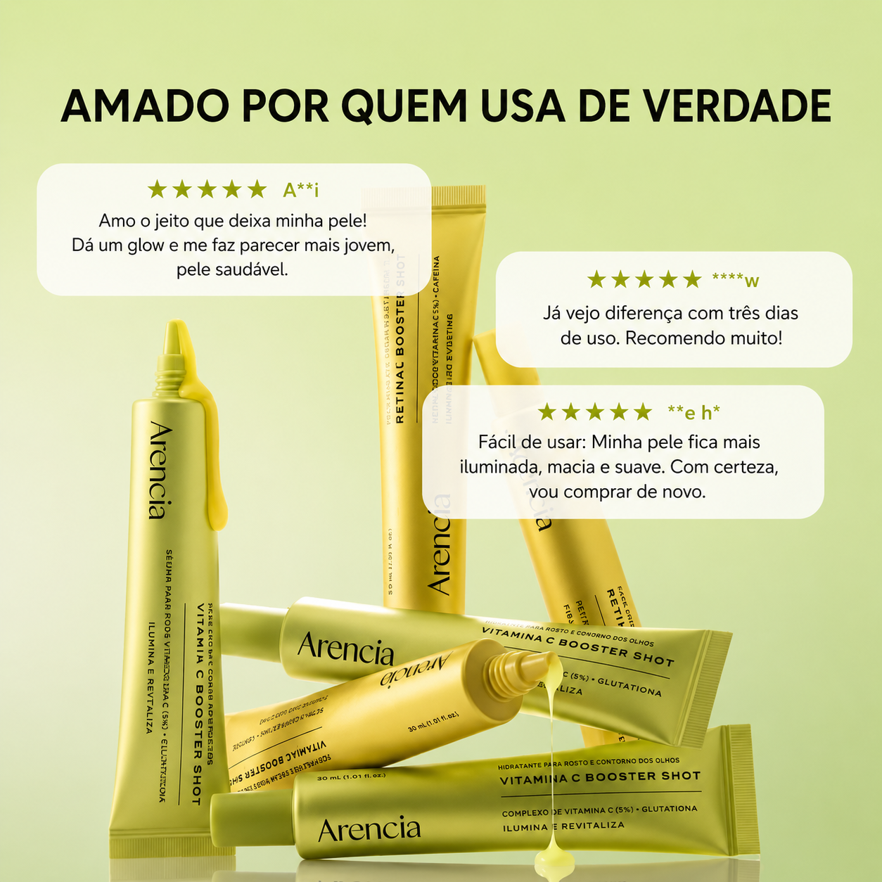 Creme Vitamina C Efeito Glow 4 em 1- Clareia, ilumina, reduz marcas e revitaliza a região dos olhos.