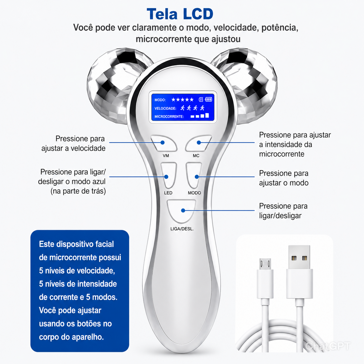Firmeza Facial Pro - Tecnologia EMS para Firmeza e Rejuvenescimento Facial
