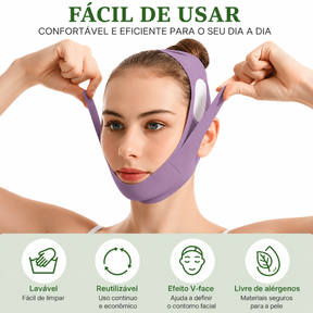 FaceSleep Pro -Faixa de lifting facial noturno com fibra de grafeno