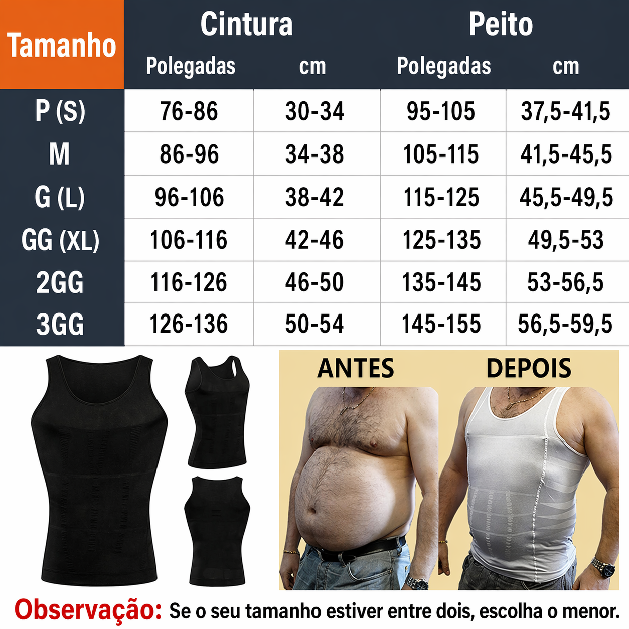 Colete modelador masculino - compressão abdominal, controle da barriga