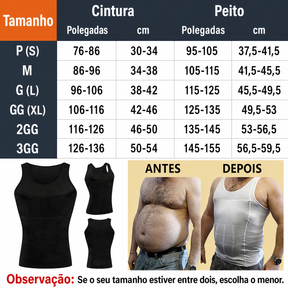 Colete modelador masculino - compressão abdominal, controle da barriga