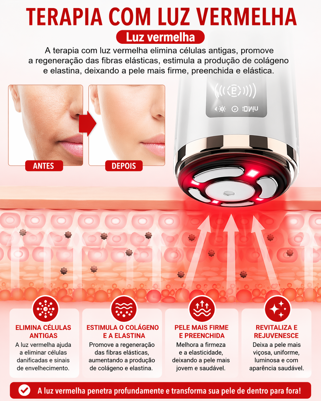 Massagem Facial - Microcorrente para Rejuvenescimento da Pele e Antienvelhecimento