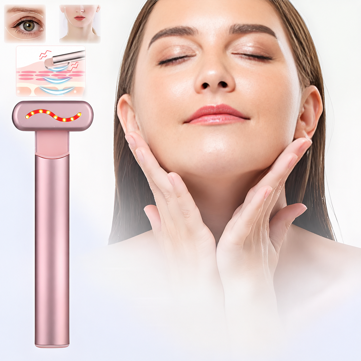 LiftWave Pro - Dispositivo de beleza para massagem facial 4 em 1 com terapia de luz vermelha