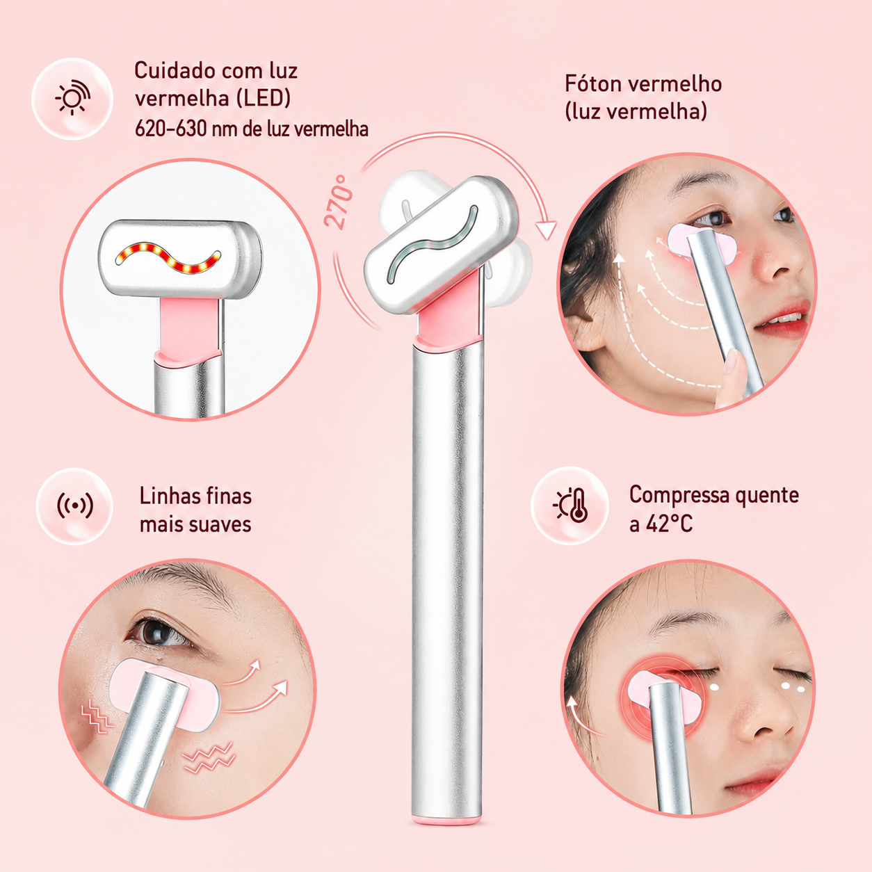 LiftWave Pro - Dispositivo de beleza para massagem facial 4 em 1 com terapia de luz vermelha
