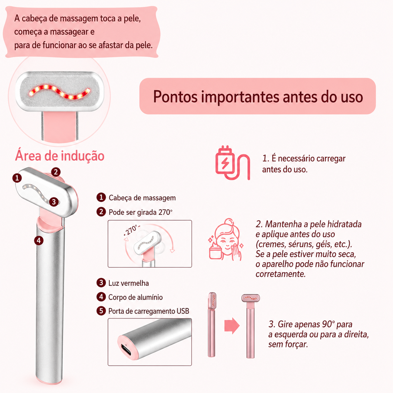 LiftWave Pro - Dispositivo de beleza para massagem facial 4 em 1 com terapia de luz vermelha